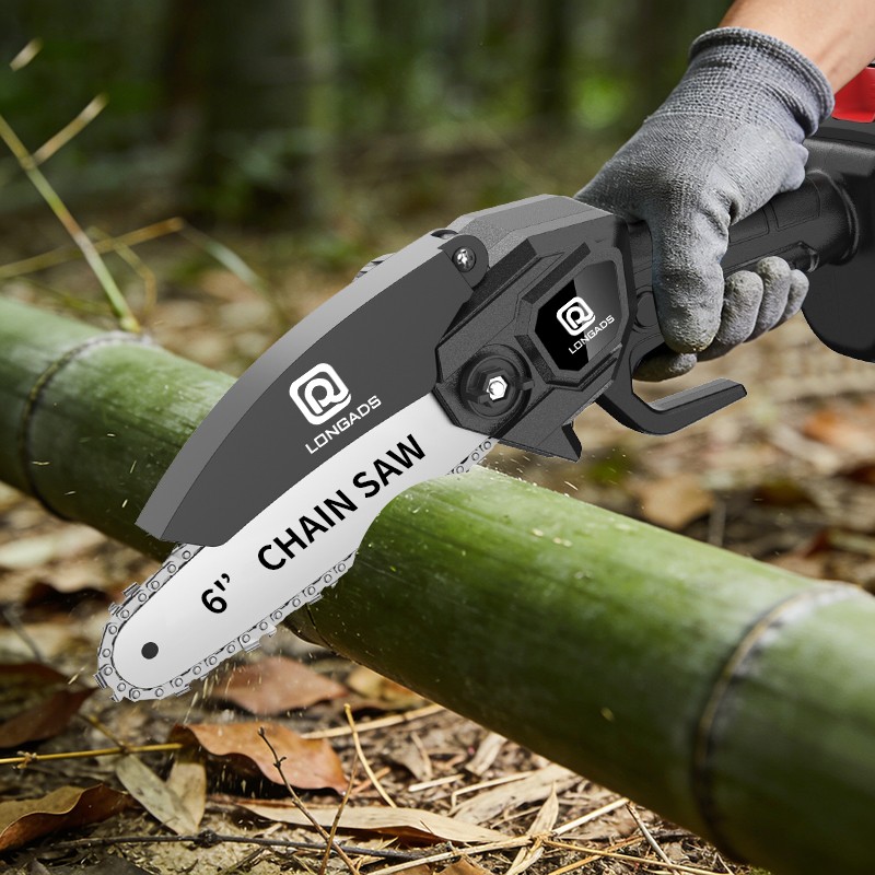 6-Inch Mini Chain Saw with Rechargeable Battery Adjustable/Safety Homes Gardens