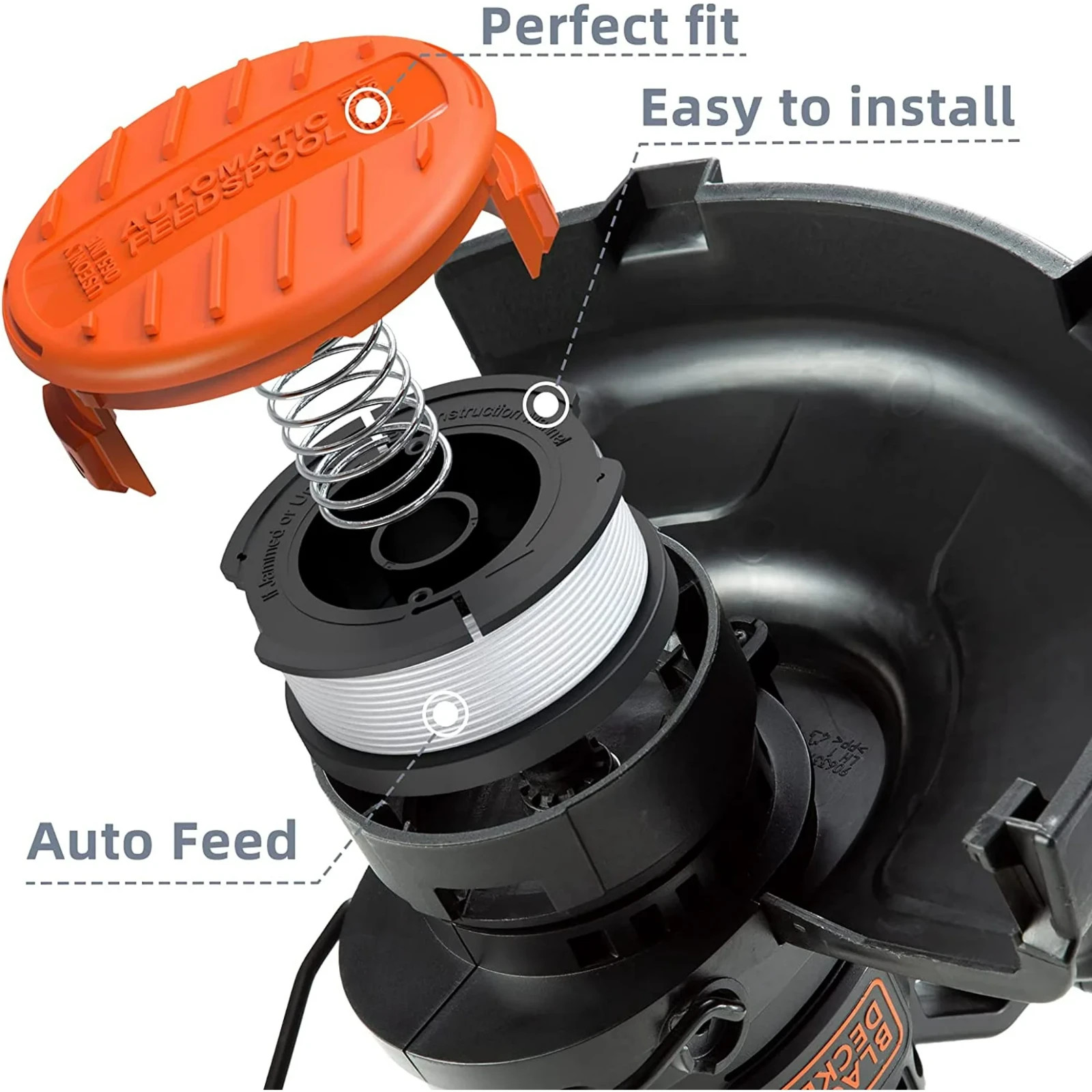 Black & Decker Replacement 10 Piece String Trimmer Spools & Cap AF-100 .065