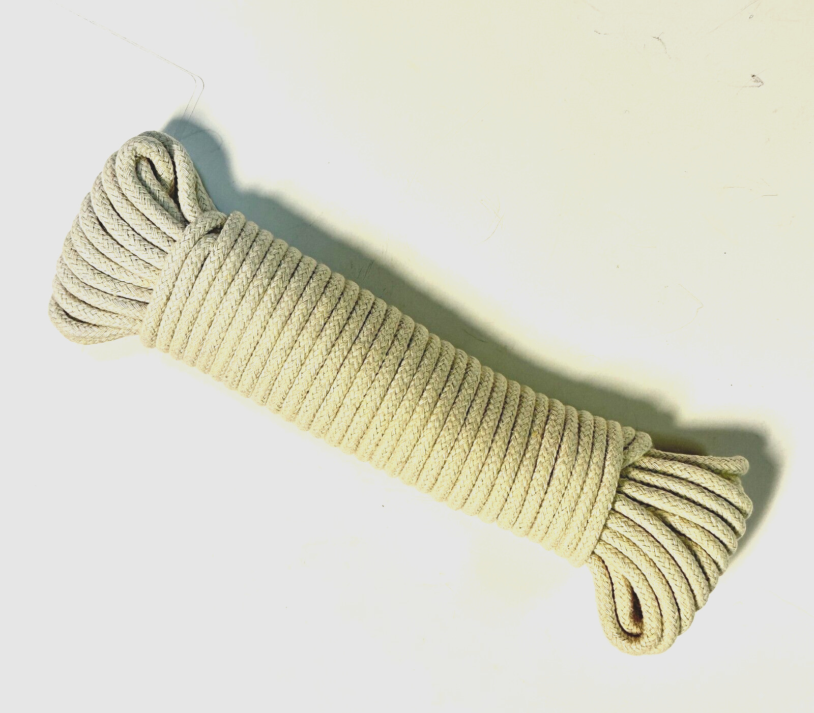 2 PACK 39′ ft (12M) BRAIDED WHITE NATURAL COTTON ROPE 1/5″ (5MM) THICKNESS NGL