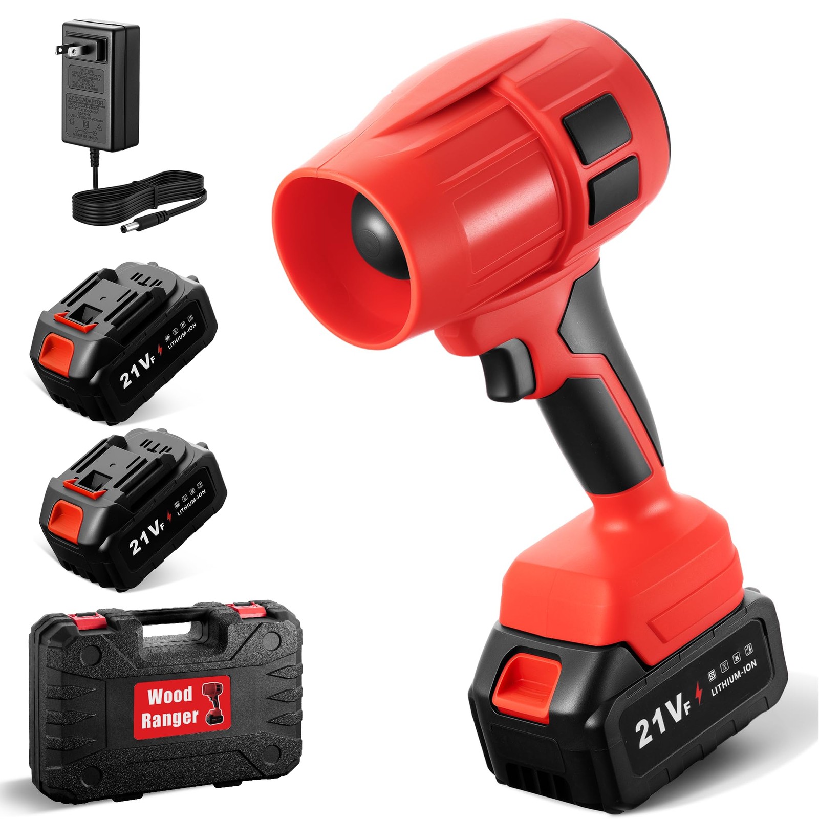 Wood Ranger Power Leaf Blower,21V Cordless Blower, 2X 4.0Ah Batteries Handheld