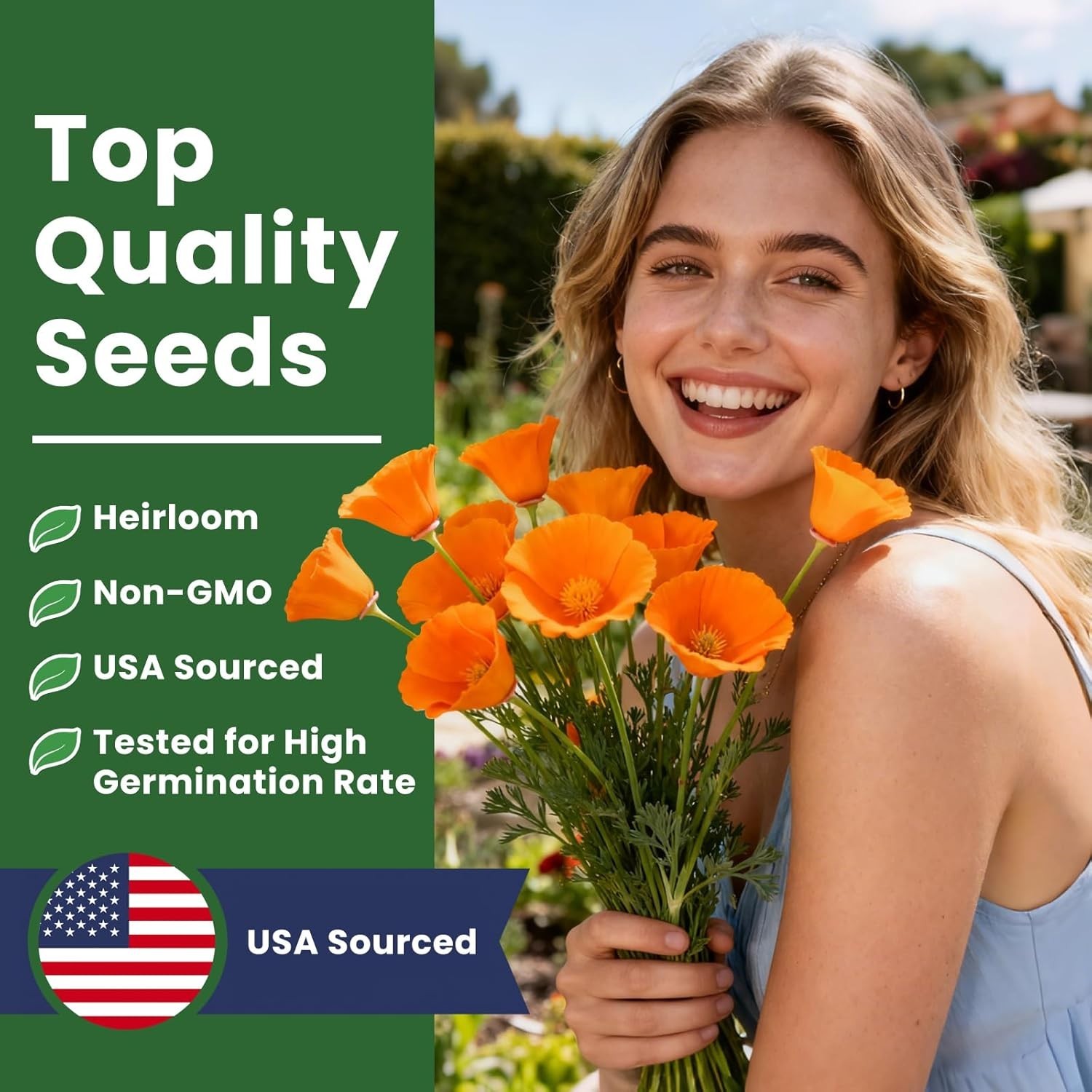 Wildflower Seeds California Orange Poppy 0,35 Ounce Packet Bulk Native State