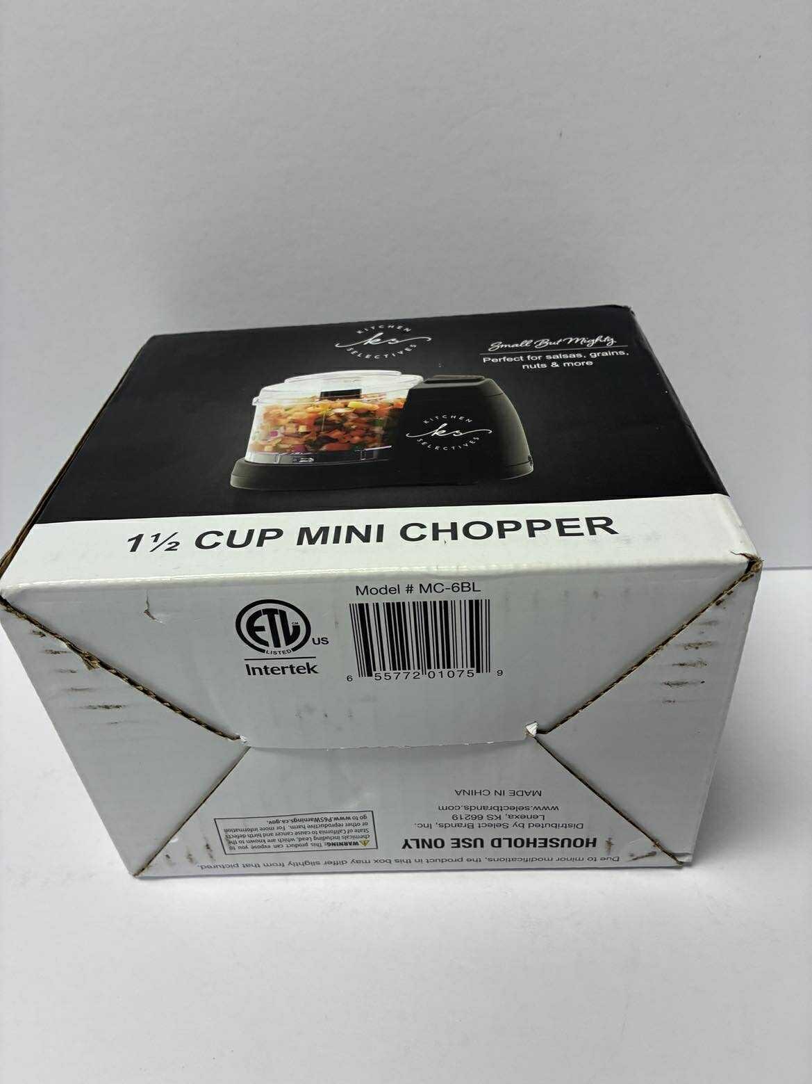 Mini Electric Food Chopper – 1.5 Cups – Dishwasher Safe Parts – Black