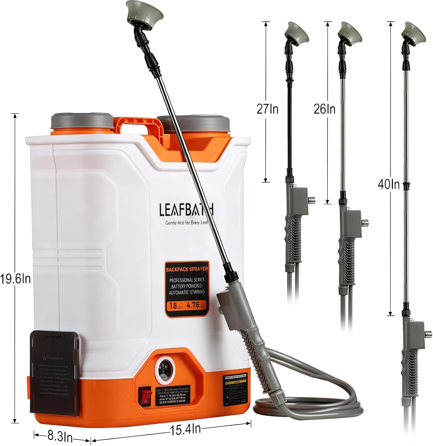 4.76 Gallon Battery Powered Backpack Sprayer | 0-120 PSI Electric, 21V Dual Batt