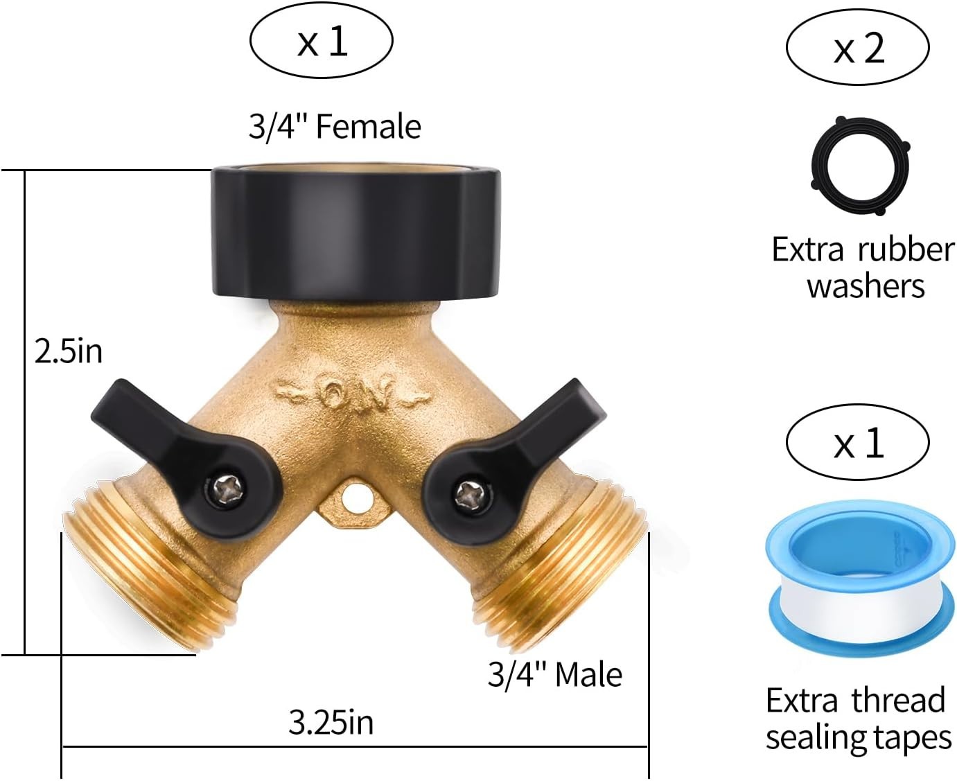 1 Pack Hose Splitter, 2 Way Heavy Duty Brass Garden Hose Splitter, for 3/…