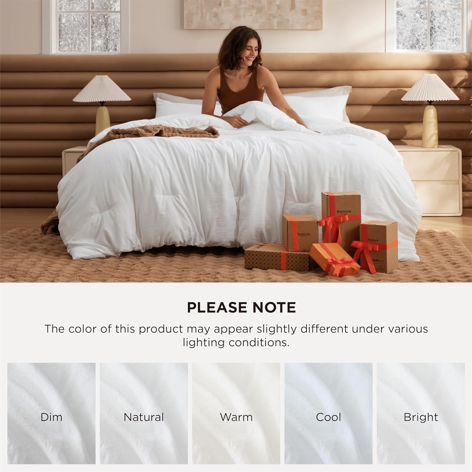 Queen/ King Size Ultra Soft 100% Cotton Down Comforter Reversible Duvet Insert
