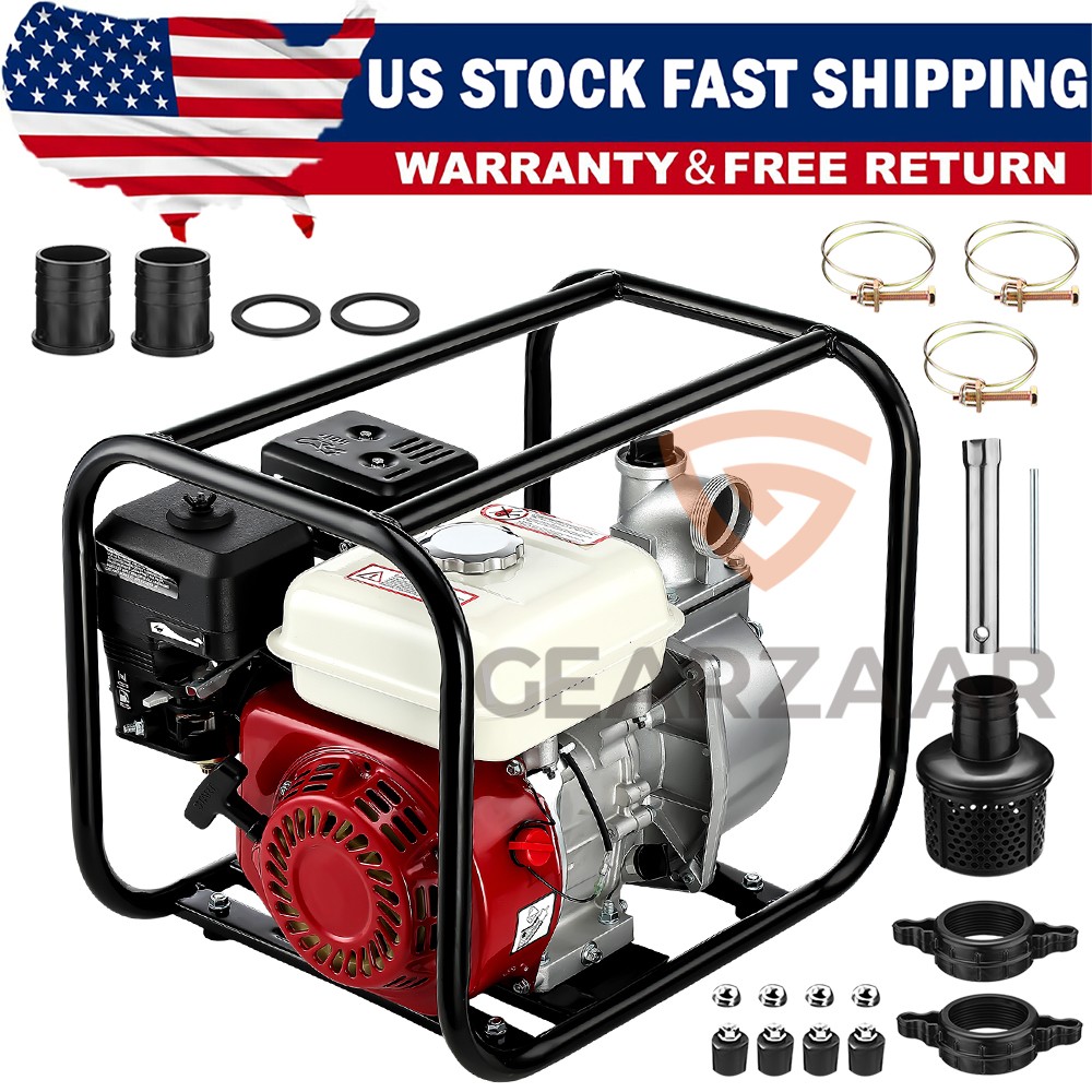 Gasoline Engine Water Pump Gas Powered Water Transfer Pump Kit – 2″ 7HP 4-Stroke