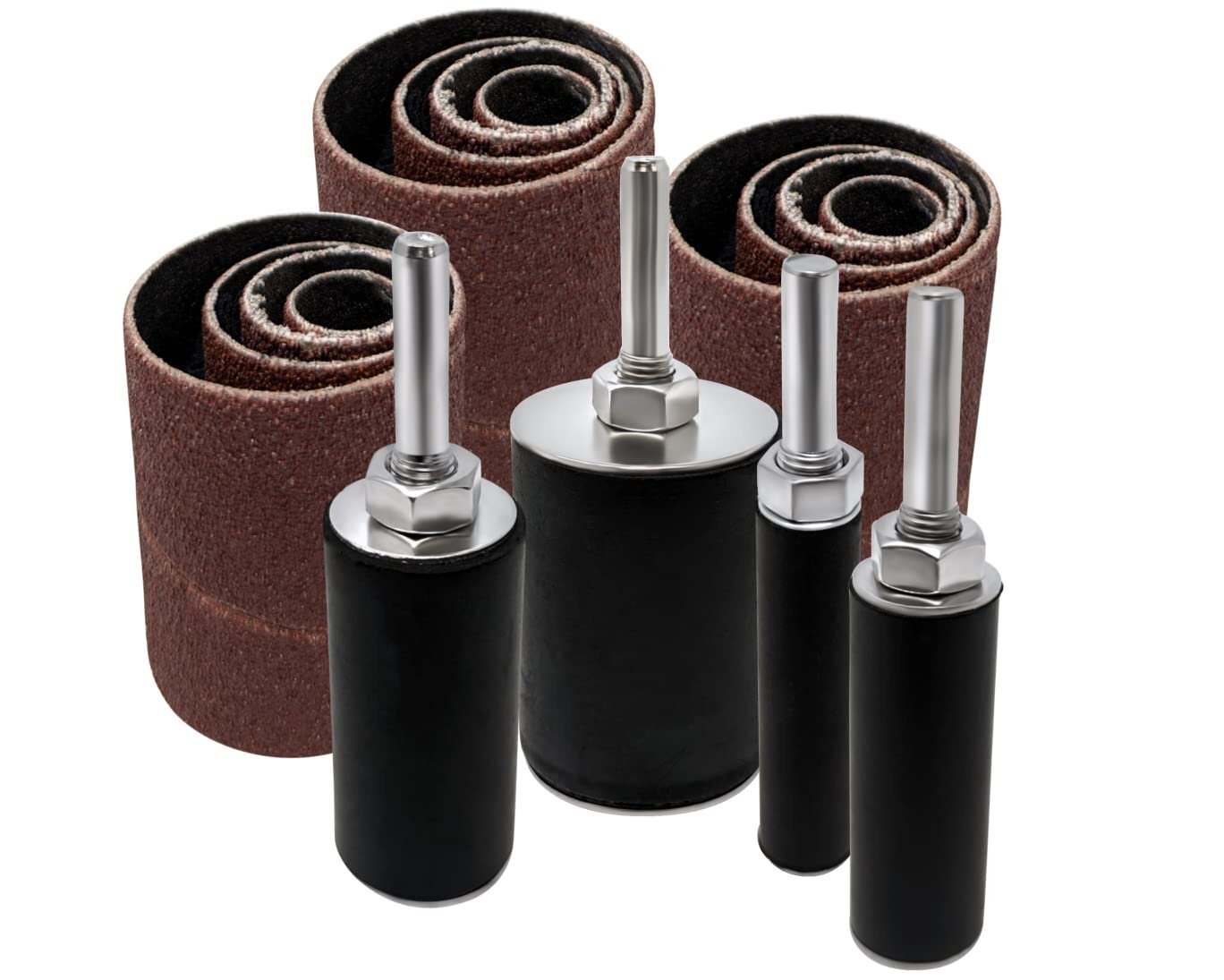 16pc Sanding Drum & Sleeves Set Kit for Drill Press Spindle Sander, 2-inch Long