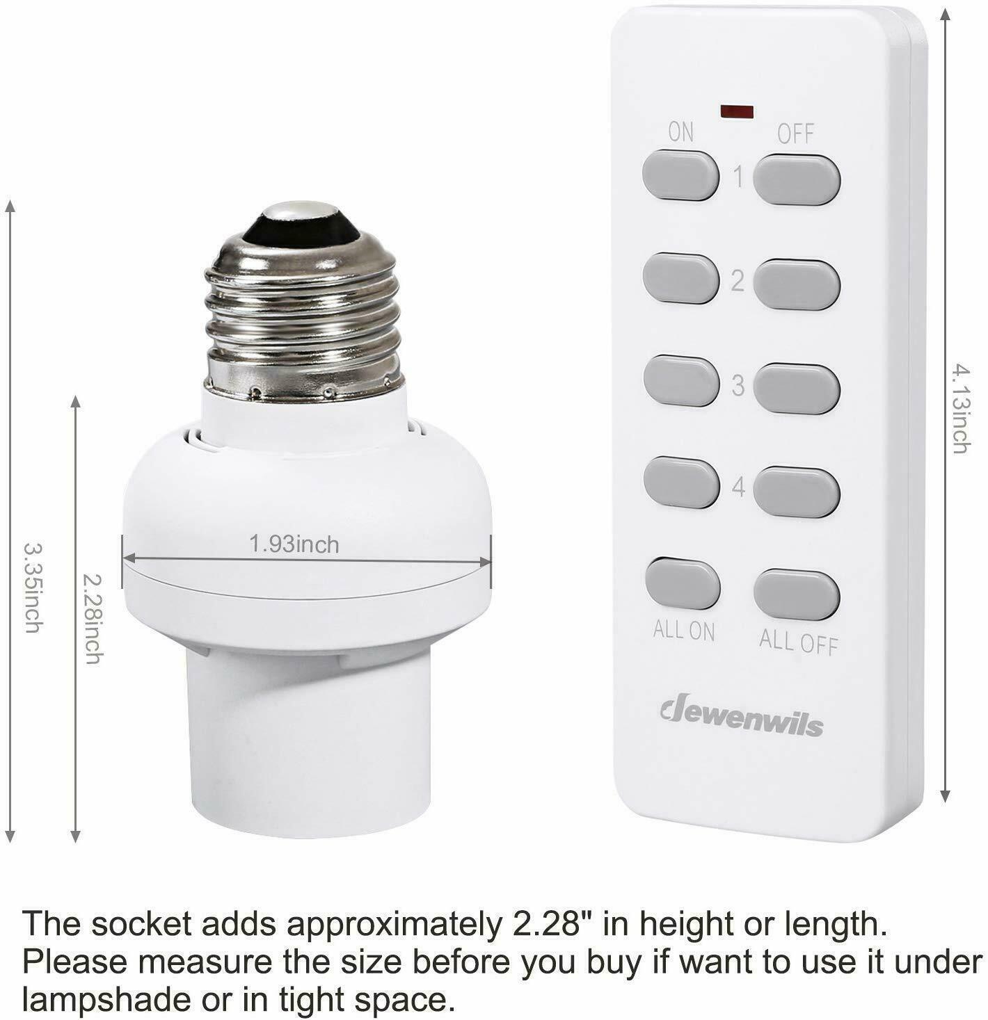 DEWENWILS Wireless Remote Control Light Lamp Socket E26/E27 Bulb Holder Base