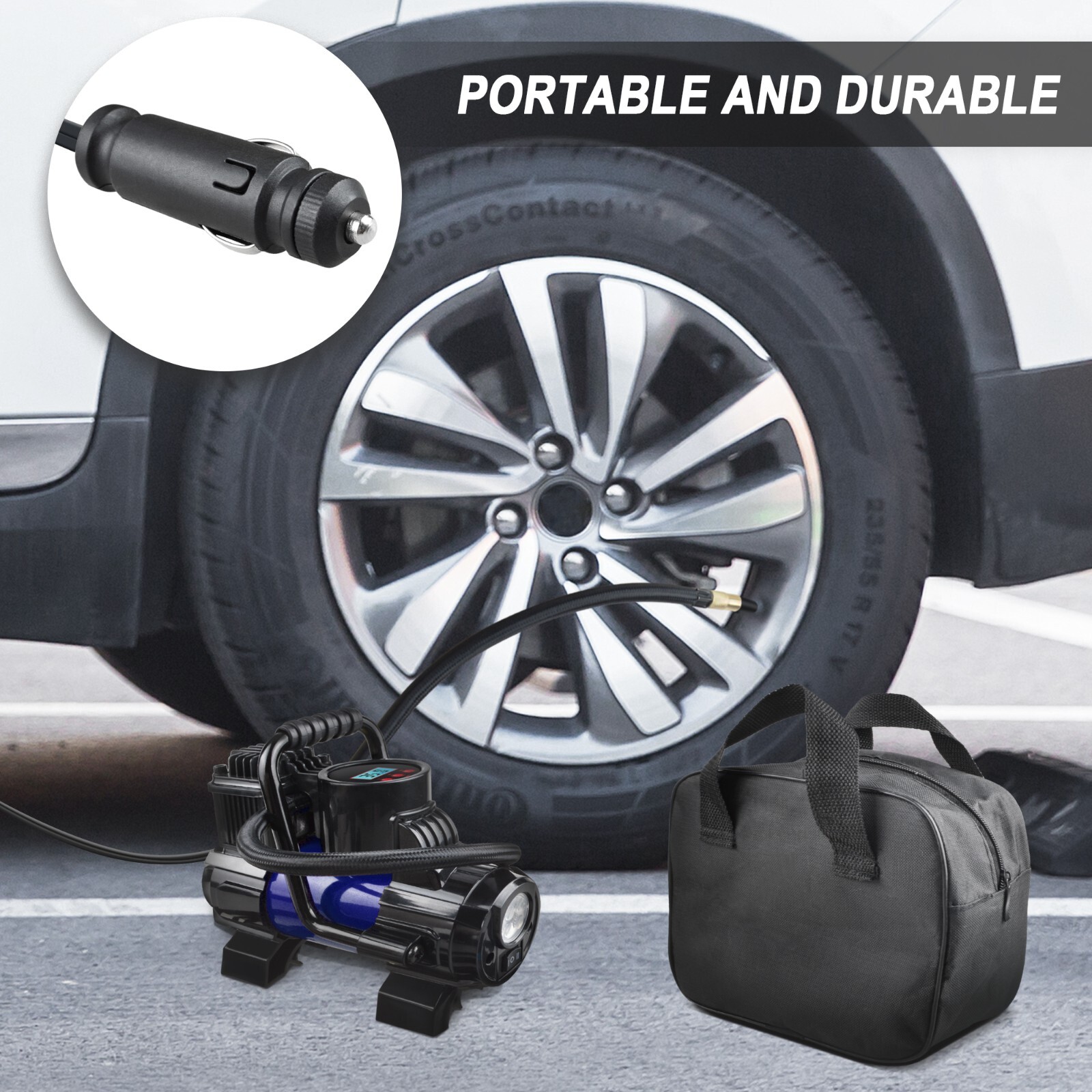 150PSI Portable Air Compressor – Fast Tire Inflator forr Cars with Auto Stop