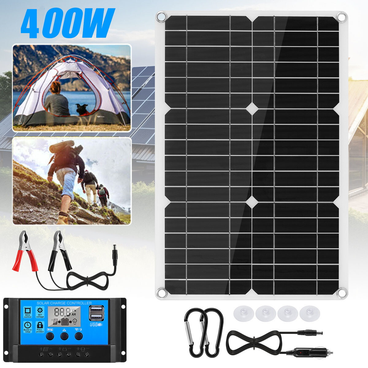 400W Watt Flexible Solar Panel 12V Mono Home RV Rooftop Camping Off-Grid Power