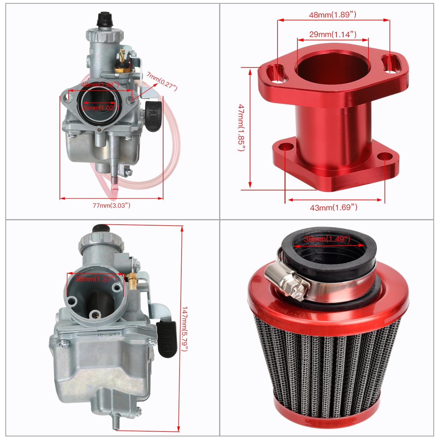 26mm Carburetor for Predator 212cc 196cc Mini Bike Go Kart GX160 GX200 6.5hp