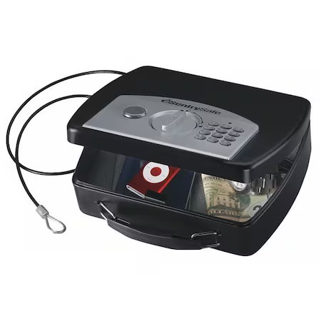 Sentry Safe P008e Compact Safe, 0.08 Cu Ft, 3 Lb, Electronic With Delay Mode,
