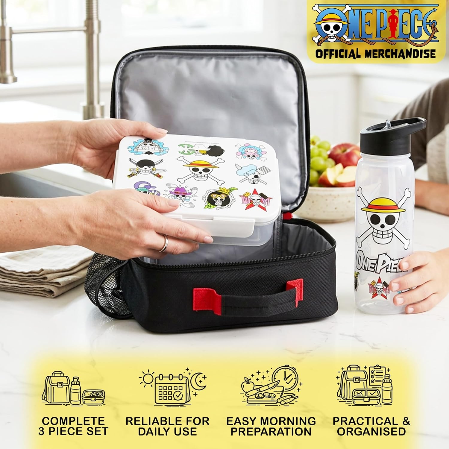 Multi One Piece Insulated Lunch Bag Set with Reusable Bento Box and 21.6