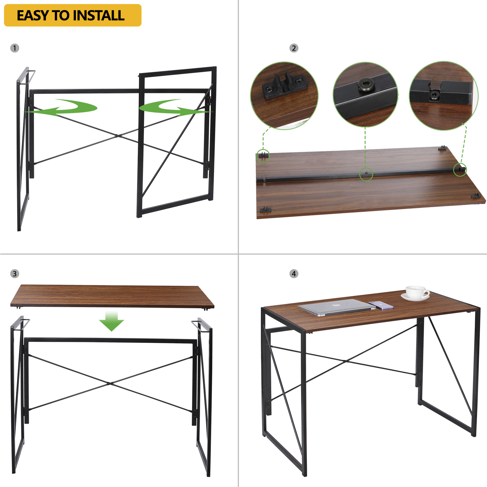 Office Computer Desk Writing Modern Simple Study Industrial Style Folding Home