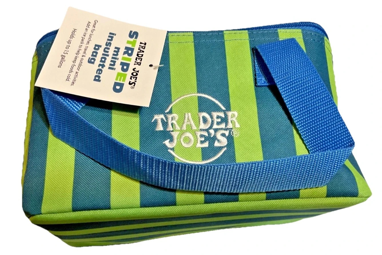Trader Joe’s Mini Insulated Bag Blue & Green Stripes, Summer 2026 Release