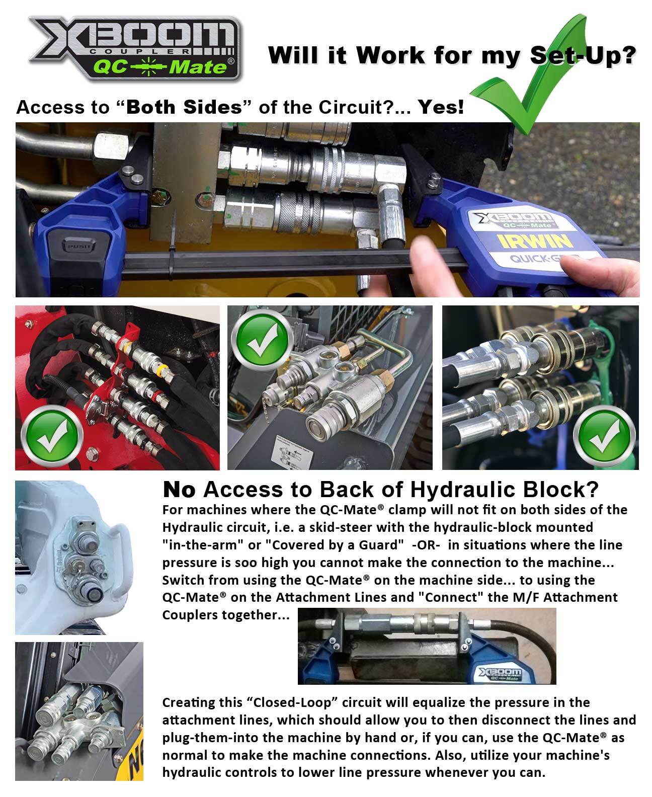 QC-Mate 12-in Hydraulic Quick Coupler Connect Under Pressure Clamp