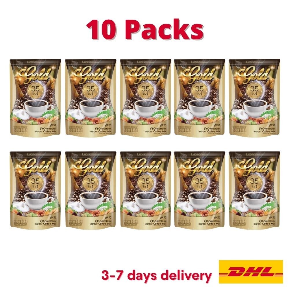 10x Luxica Gold Instant Coffee Mix 35 in 1 Herbal No Sugar Diet Drink Healthy