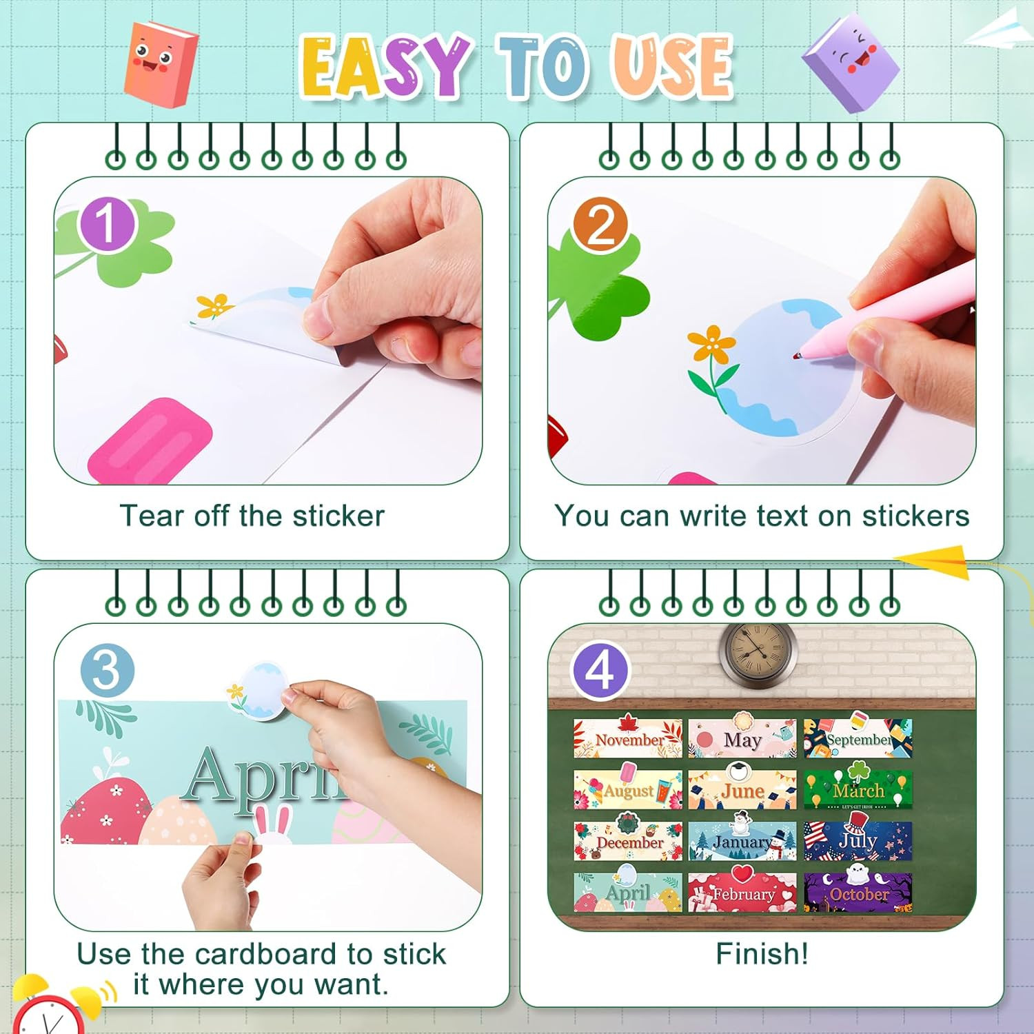 24 Pcs Holiday 12 Months of The Year Headers Monthly Headliners Set with 12 C…