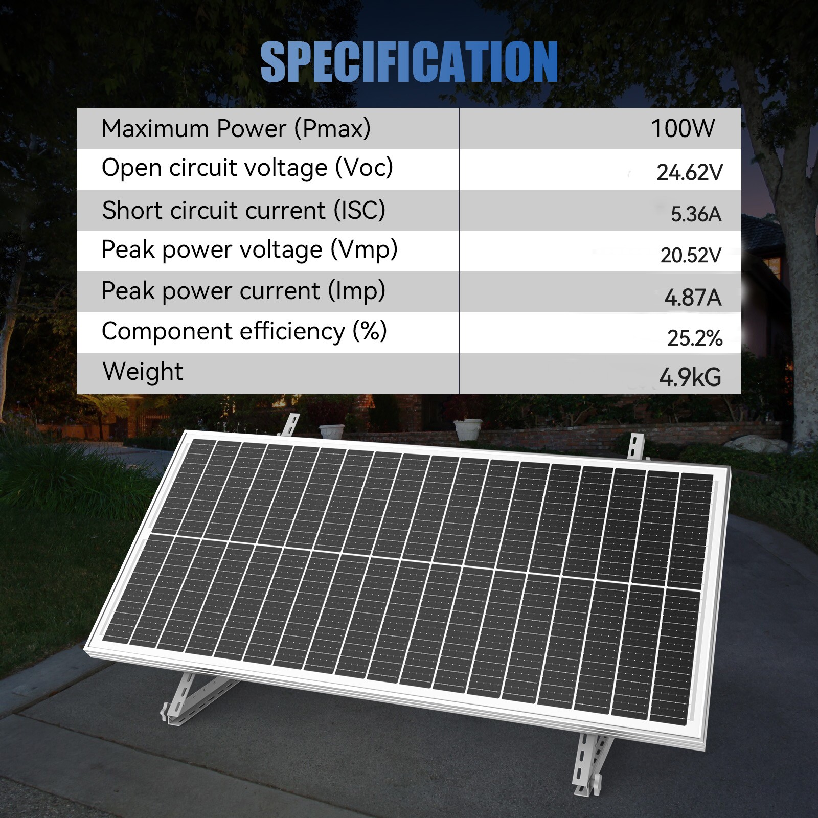 100W Watt Mono N-Type Solar Panel 18BB 25% Boat High Conversion RV Home Car