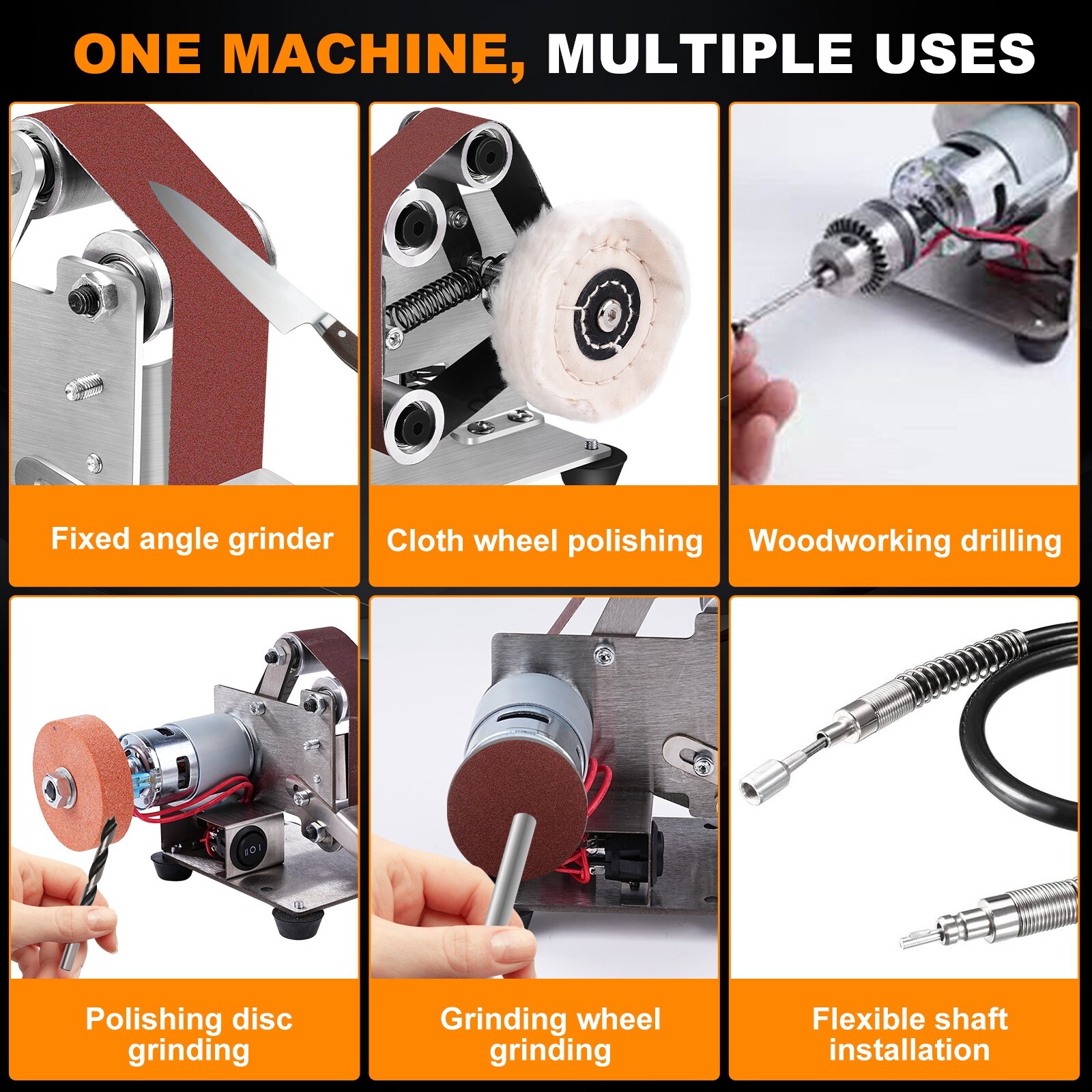 Mini Belt Sander Electric, 7-Speed, 15° Sharpener for DIY & Jewelry Making