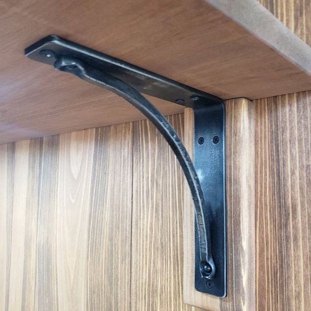 5″x7″ Metal Shelf Brackets: Hand Forged Iron Black Rustic Metal Kitchen Corbel