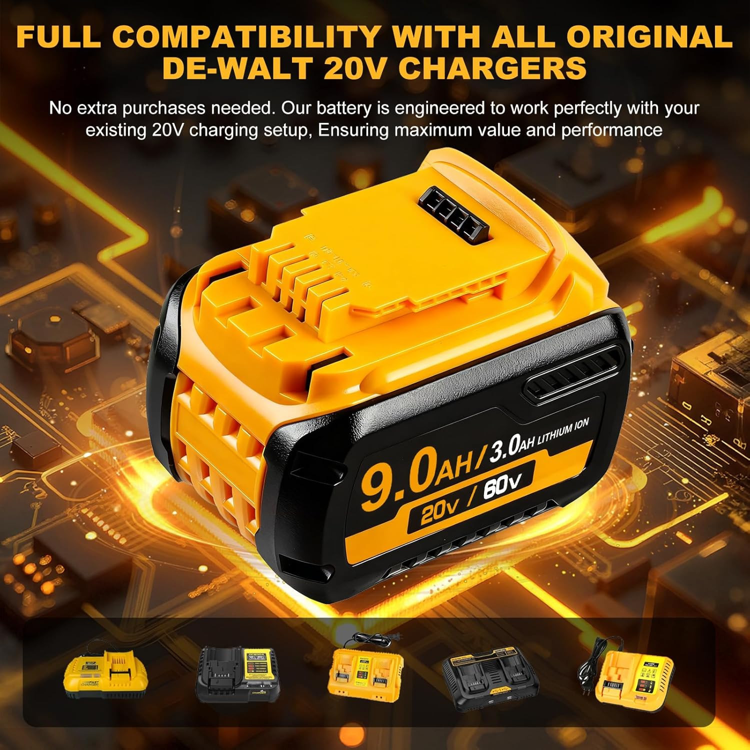 9Ah 1 Pack for DeWalt 20V MAX Tool Battery DCB606 609 612 High Capacity Li-Ion