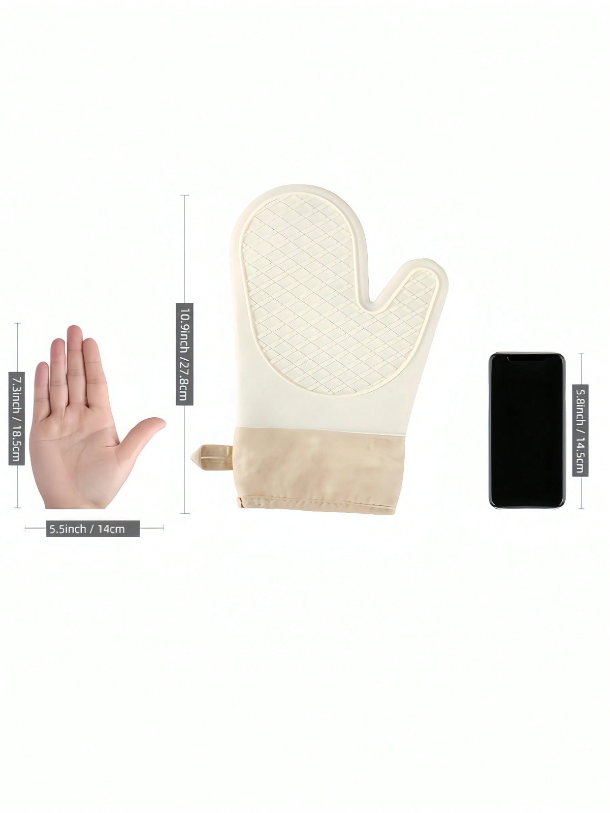 White Silicone Oven Mitt Heat Resistant One Size 1PC