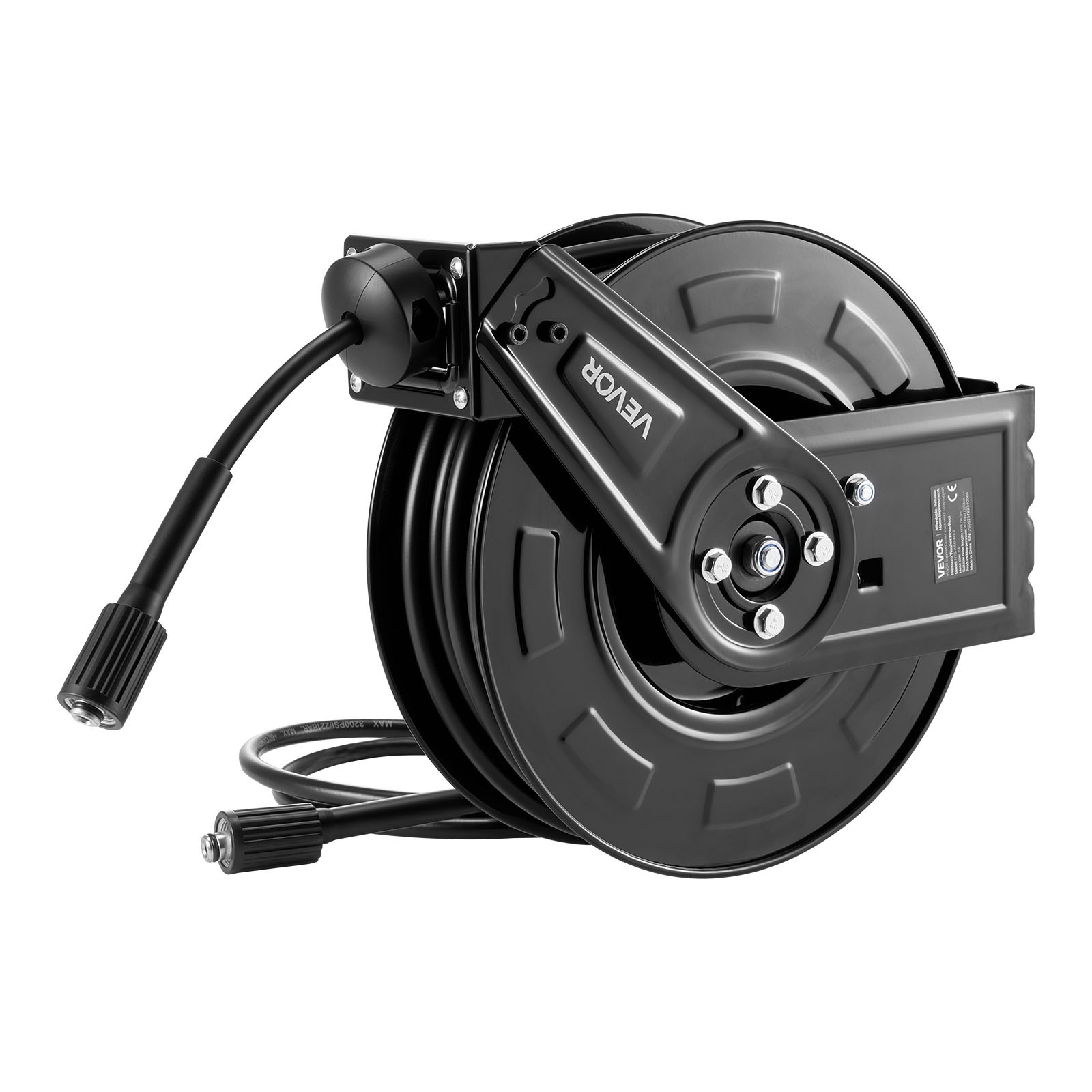 VEVOR Pressure Washer Hose Reel 60ft x 1/4in Retractable 4000PSI Auto-Rewinding