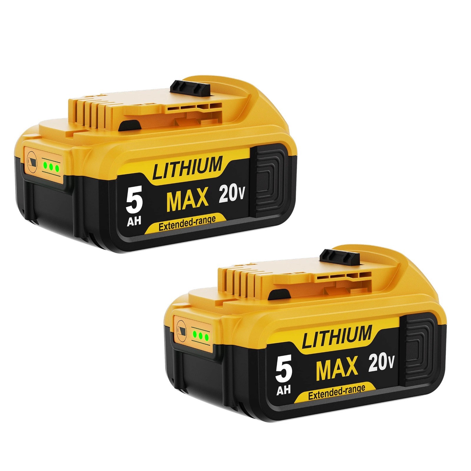 2Pack For DeWalt 20V 20 Volt Max XR 5.0AH Lithium Ion Battery DCB206-2 DCB205-2