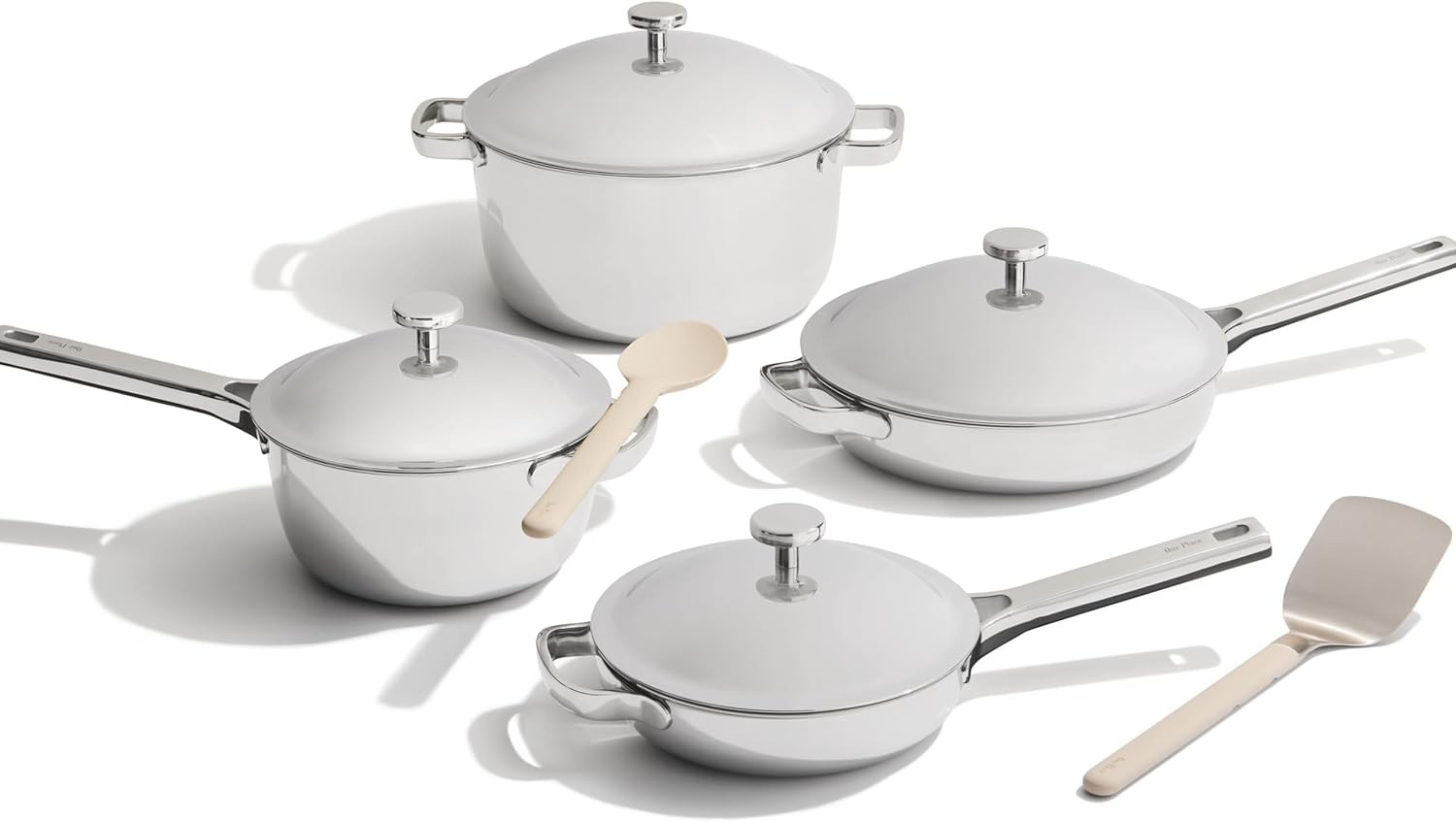 Our Place Titanium Pro Cookware Set (10-Piece) – Chrome – READ