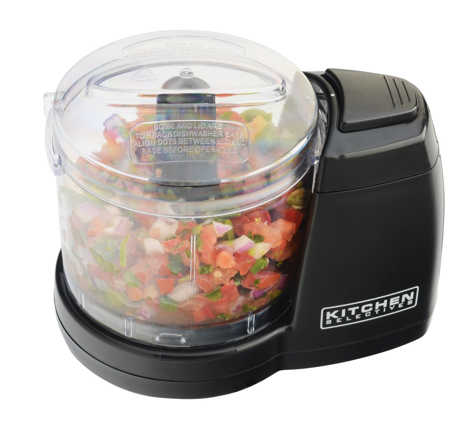 Mini Electric Food Chopper – 1.5 Cups – Dishwasher Safe Parts – Black