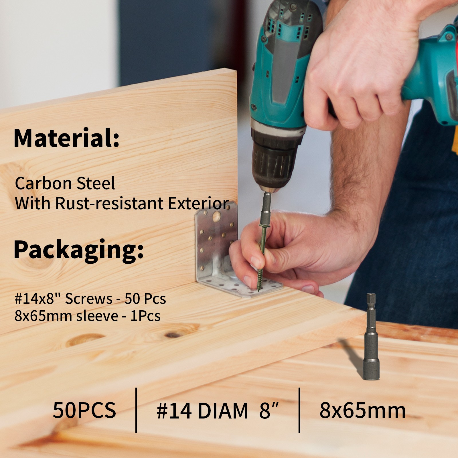 Heavy-Duty Green Timber Structural Wood Screws with Hex Socket 14*8″ Extra Long