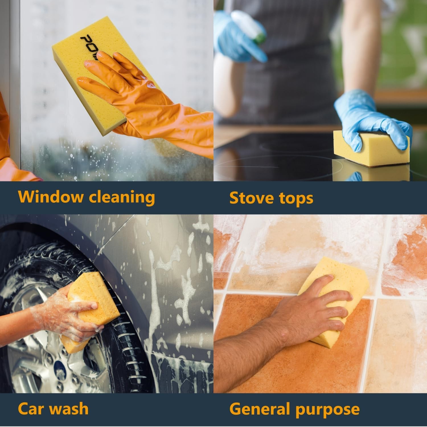 POWERTEC Large Square Grout Sponge Professional Tile Grout Removal Cleaning