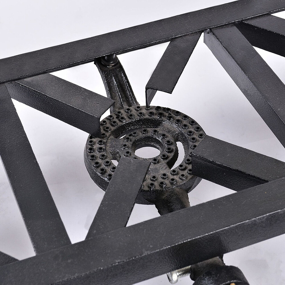 Cast Iron Double Burner Portable Outdoor Camp Stove Propane Gas LPG BBQ Cooker