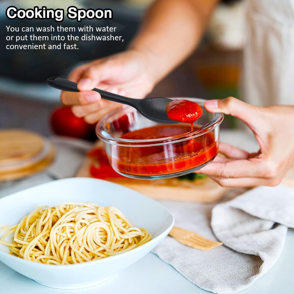 Small Silicone Spoon 4PCS, 8 Inch Mini Spoons Easy to Clean, Reusable Small
