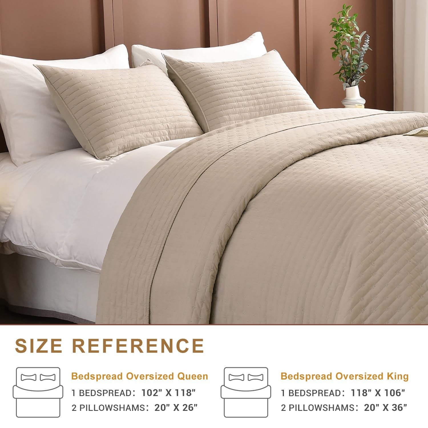 Masaca Oversized King Bedspread 118×106,3 Piece Linen Colored Lightweight