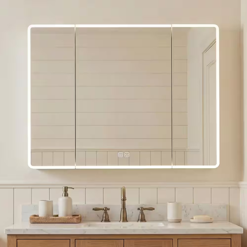 35 In. W X 28 In. H Rectangular Aluminum Medicine Cabinet with Mirror,3 Colors L