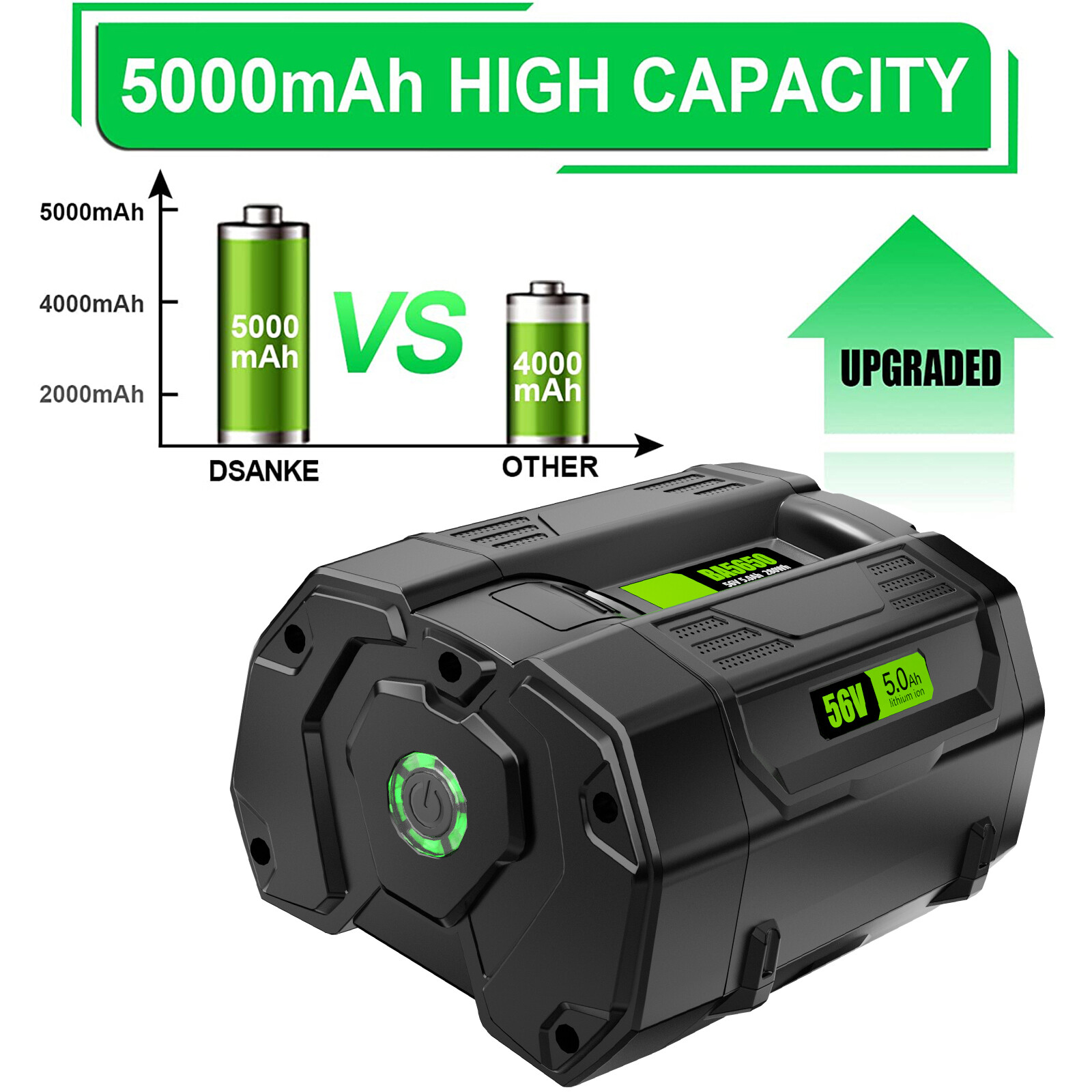 For EGO 56V 5.0Ah Lithium Ion Battery Power+ BA2800 BA4200 BA1400 BA1400T 56Volt
