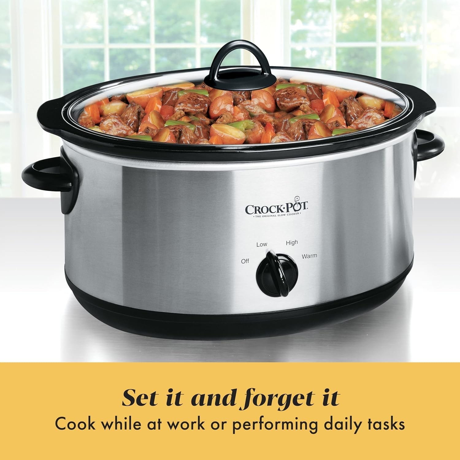 Versatile 7 Qt Manual Slow Cooker for Home Cooking with Dishwasher Safe Parts