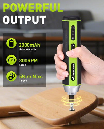 Electric Screwdriver Set, 3.7V Cordless with 3 Torque Green