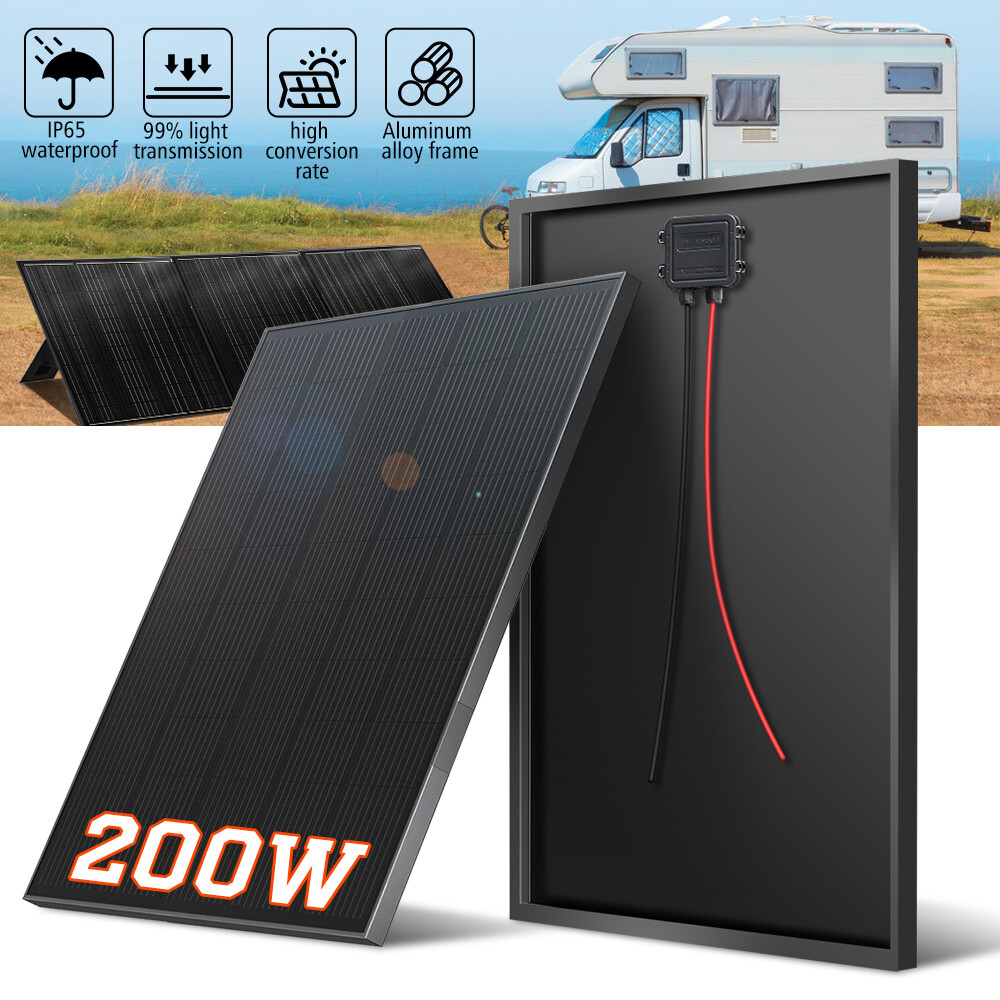 100W 200W Watt Monocrystalline Solar Panel High Efficiency PV 12V For Home RV