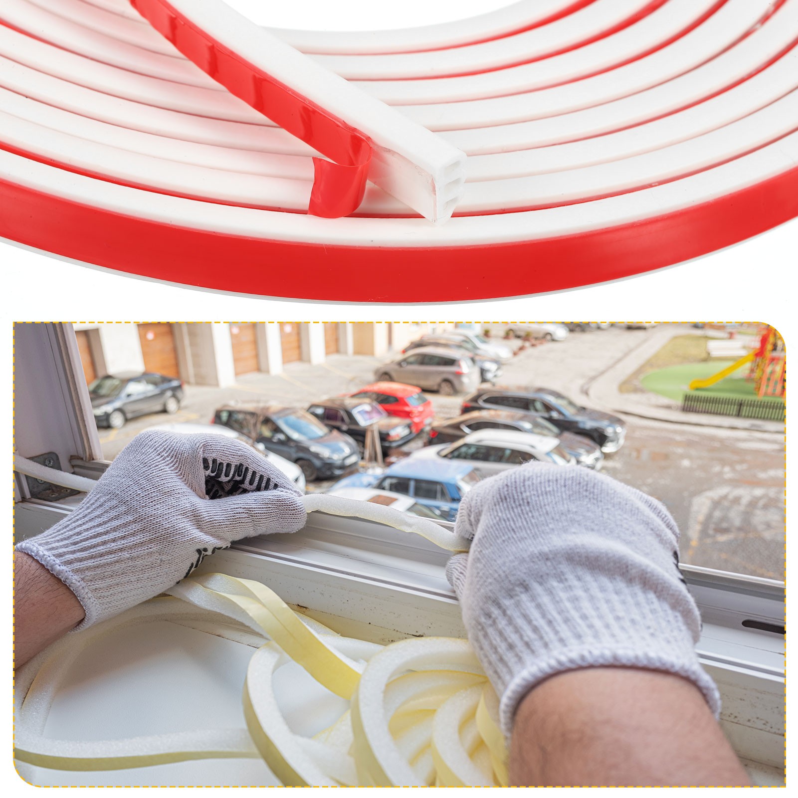 20 ft Silicone Weather Stripping Door Seal Strip, , 0.35″ x 0.16″, White
