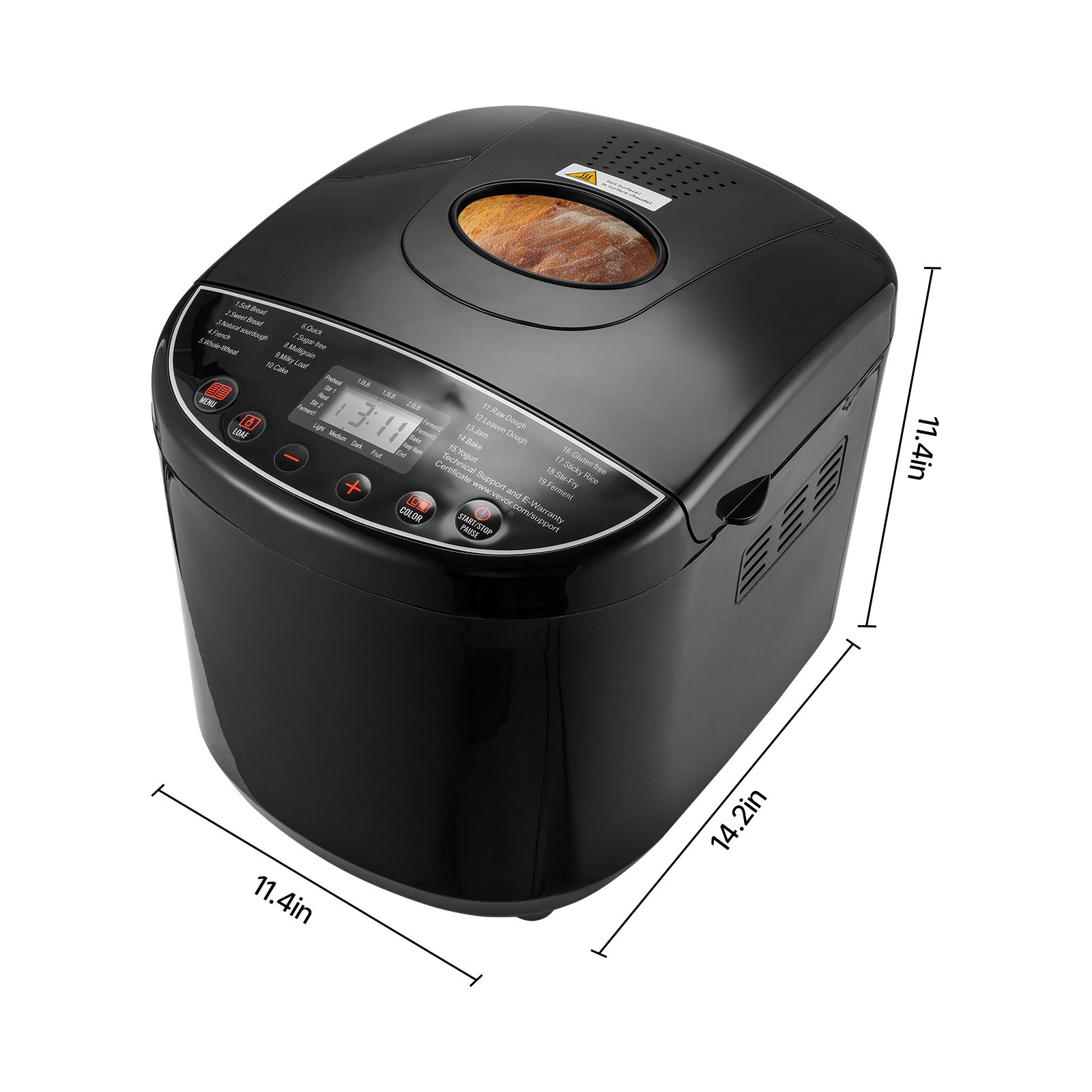 2LB 19-in-1 Bread Maker Automatic Compact Dough Machine Nonstick 3 Crust Colors