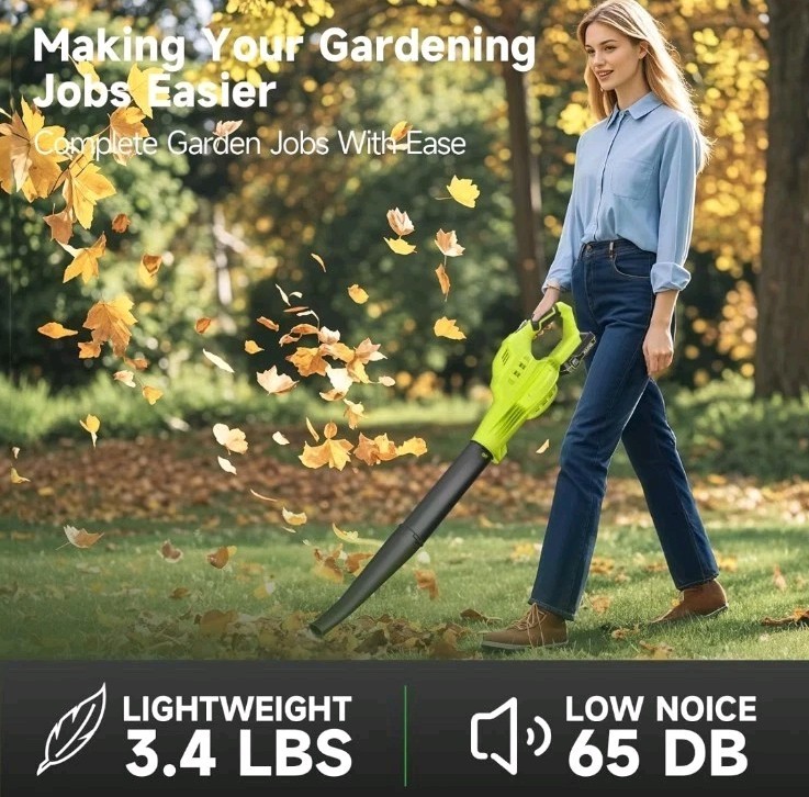 Leaf Blower Cordless with 2X 4.0Ah Batteries and Charger, 150MPH/180CFM Light