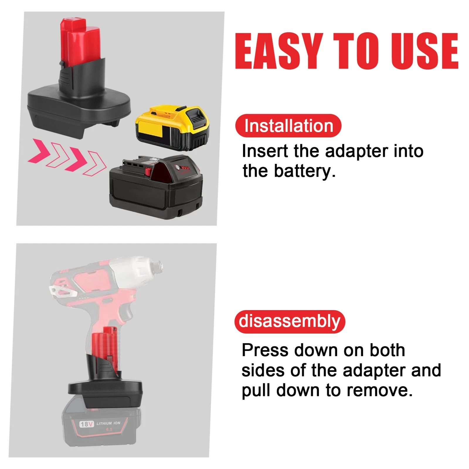 Battery Adapter For Dewalt 20V & Milwaukee 18V to Milwaukee M12 Tools – DM20M12