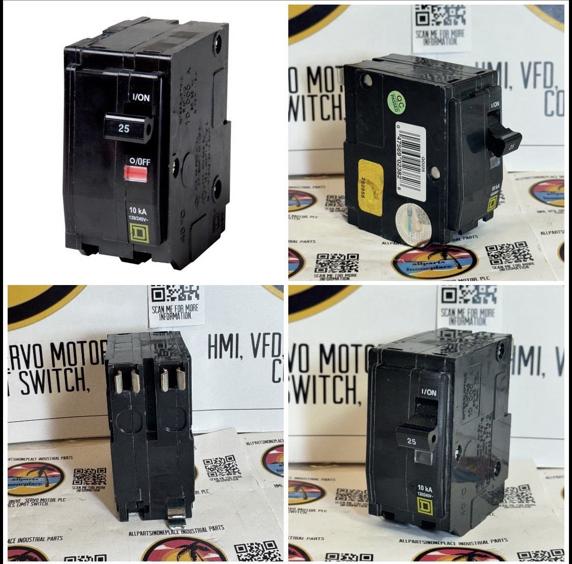 Square D 2-Pole Indoor Plug-In Circuit Breaker QO 25A 120/240V, 3.5 H x 1.48 W x