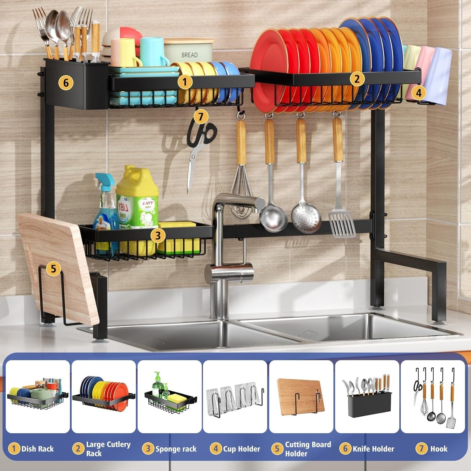 Dish Drying Rack Large Over The Sink Dish Drainer Drying Rack Kitchen Organizers
