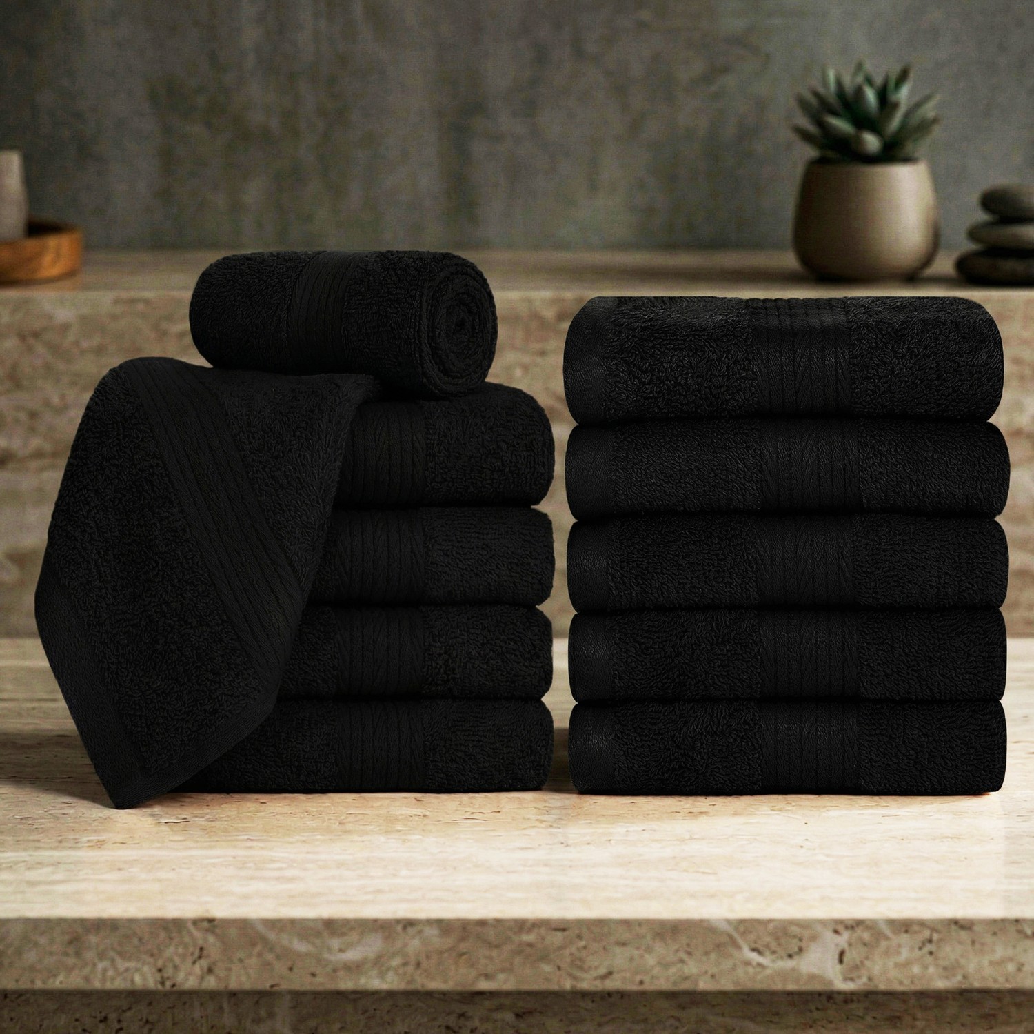 Ample Decor Wash Cloths Pack of 10/20/50 100% Cotton High Absorbency Soft
