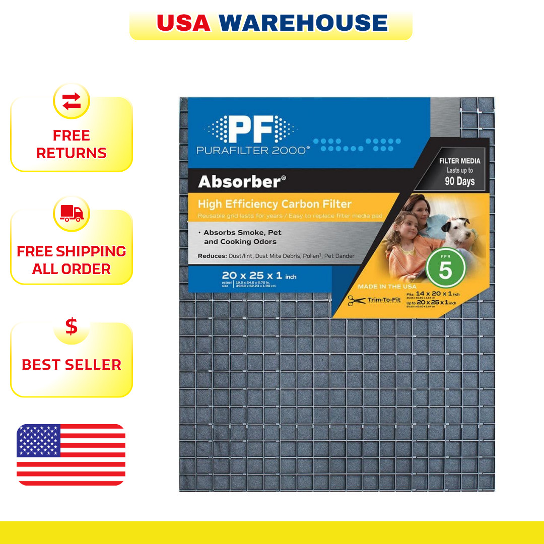 PuraFilter 20 in. x 25 in. x 1 in. Cut to Fit-Electro w/ Carbon Air Filter FPR 5