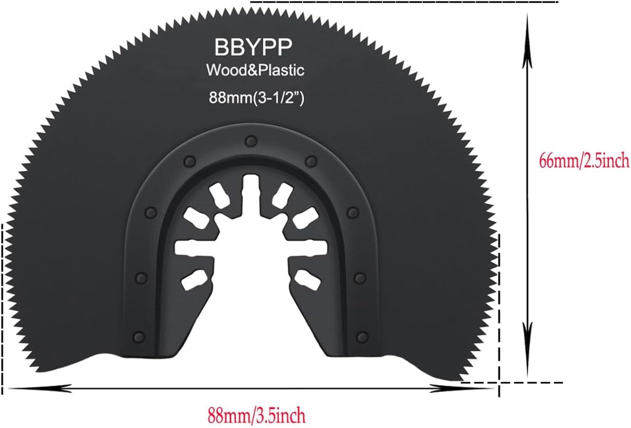 7pcs Semi Circular Oscillating Saw Blades for Cutting Wood Plastic Soft Metal, 3